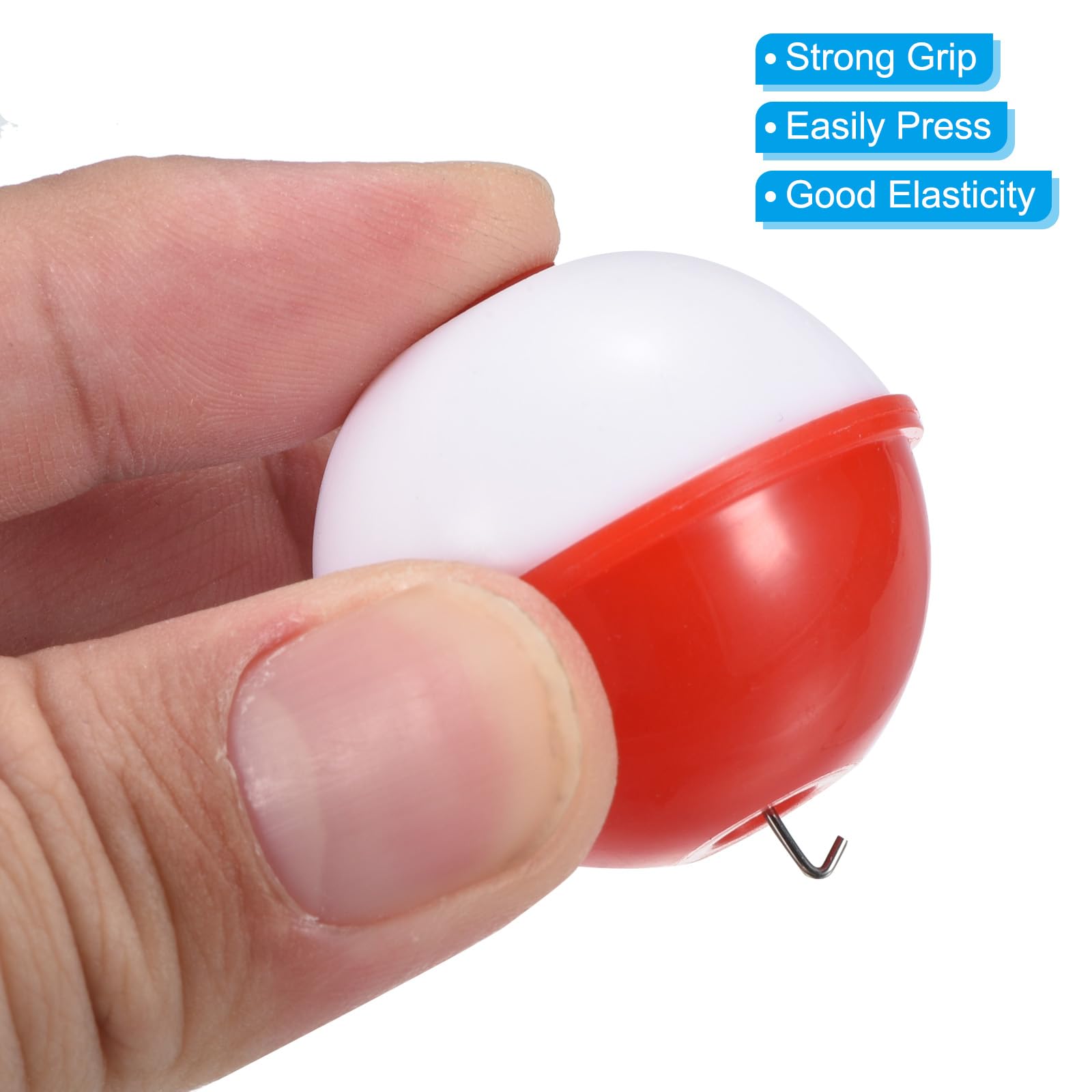 PATIKIL 1.25 Inch Fishing Bobber, 16 Pack Hard ABS Push Button Round Buoy Fishing Float Tackle, Red and White - Image 4