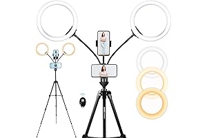 TikTok-Ready 10'' Dual Dimmable LED Ring Light with Tripod and Dual Phone Holders