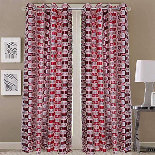 Image of Exporthub 2 Pieces Fancy Design Red Box Polyester Eyelet Long Door Curtains - Length 9 Feet, (EHSPR712 94)