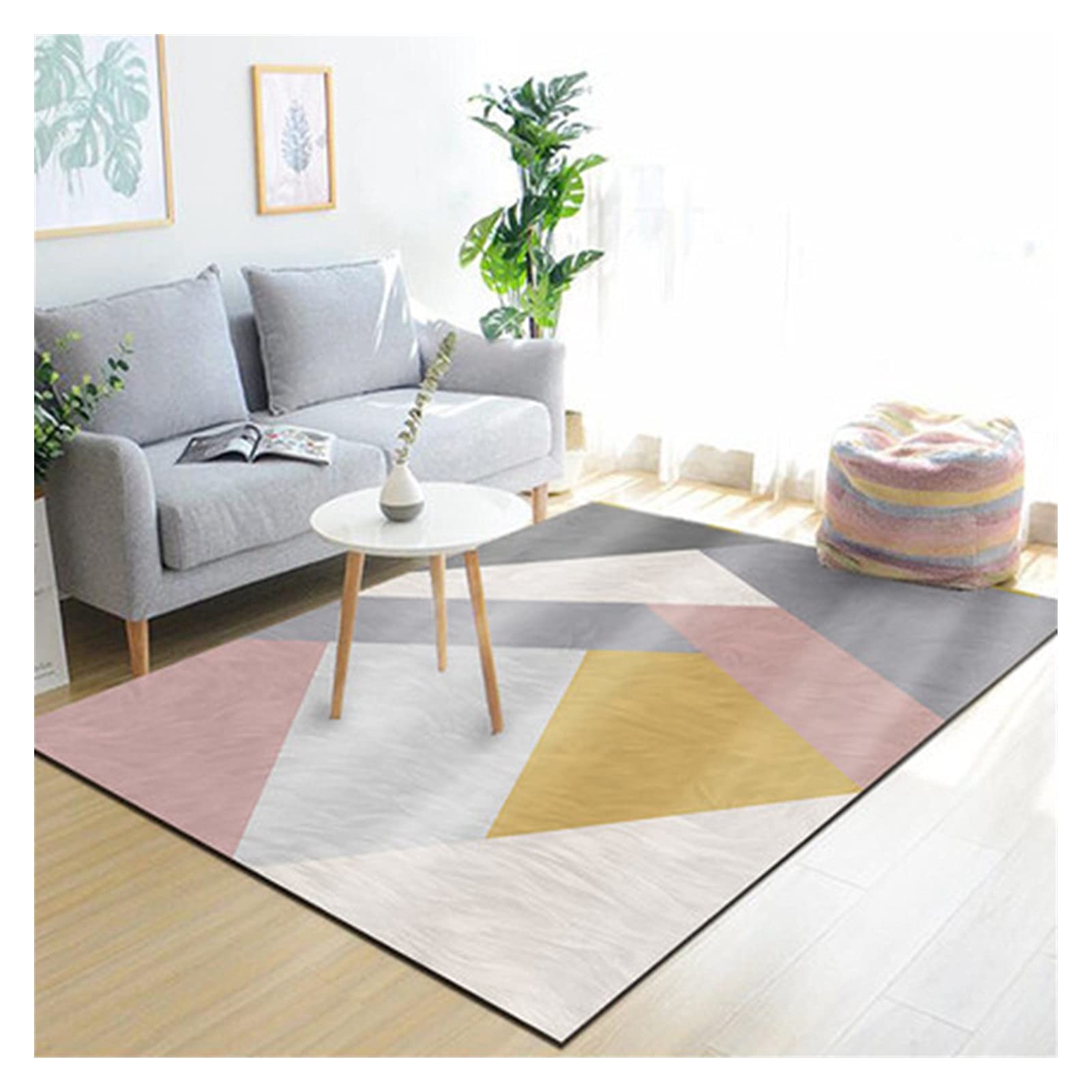 Alfombra lavable moderna con estampado geométrico para salón dormitorio NSIBAN