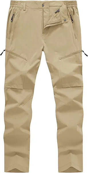 YSENTO Men's Cargo Hiking Pants Lightweight 5 Zipper Pockets Stretch Quick Dry Camping Fishing Travel Pants