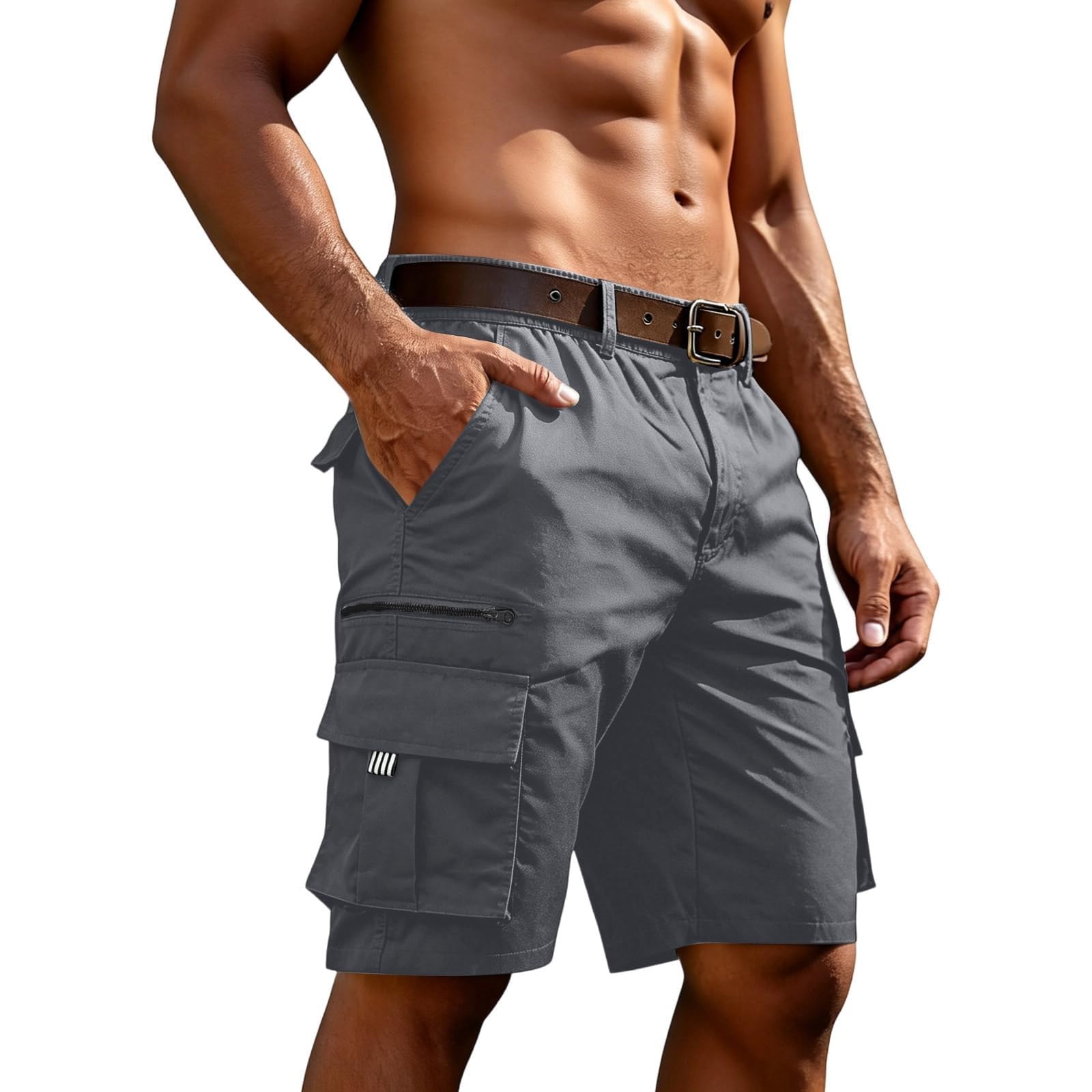 Short de randonnée pour homme - Longueur genoux - Short cargo d'été