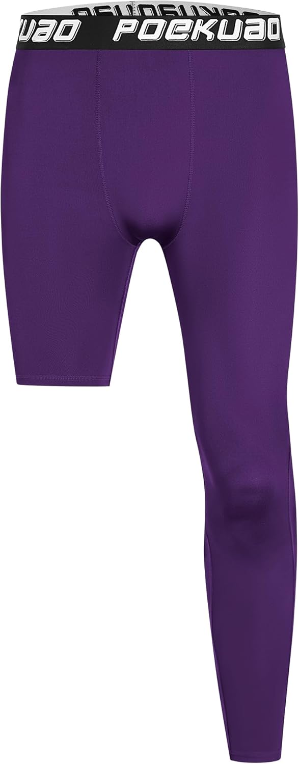 Men's Basketball One Leg Compression Pants Full Length Single Leg Tights Athletic B...