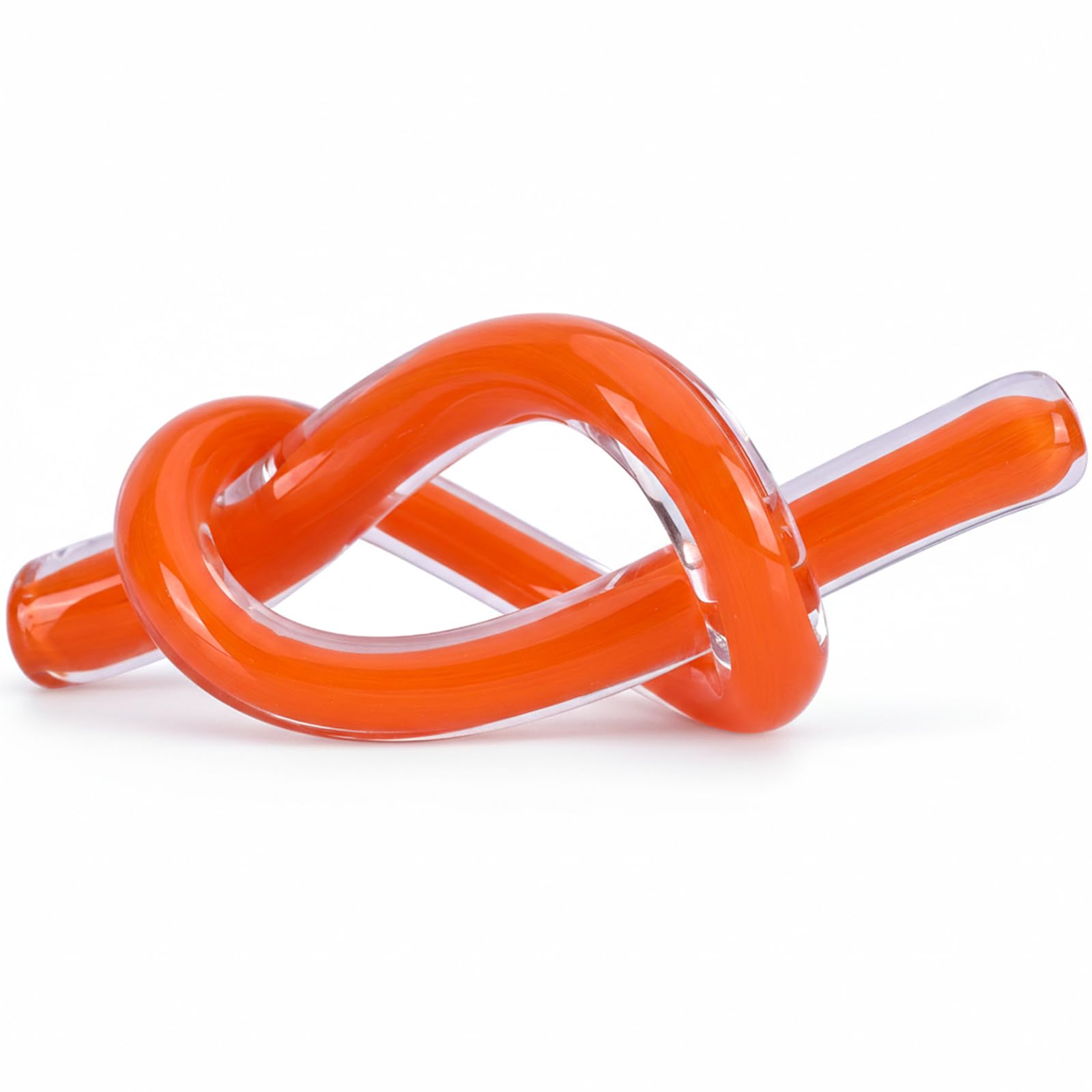 LCCCK Scultura astratta arancione con nodo in vetro soffiato a mano, decorazione per tavolino da caffè, mobile TV, mensola o accento del caminetto, arte moderna con nodo per soggiorno costiero da