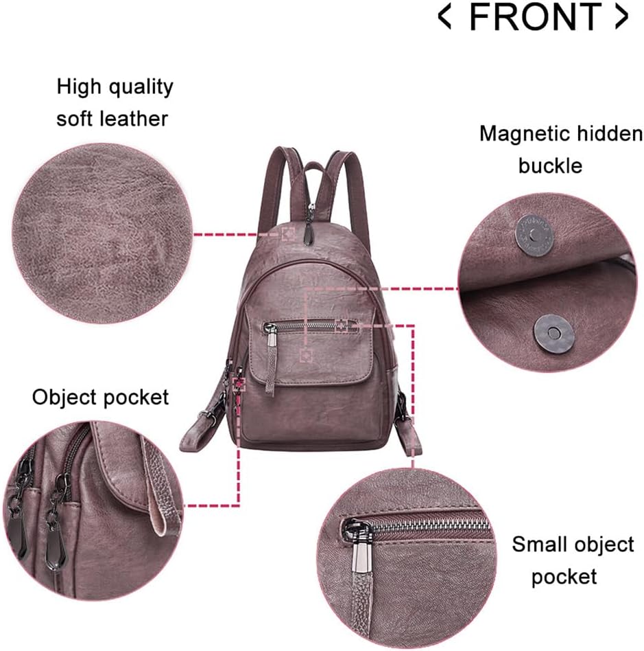 Small Backpack Purse for Women Fashion PU Leather Backpack Convertible Ladies Sling Bag - Image 5