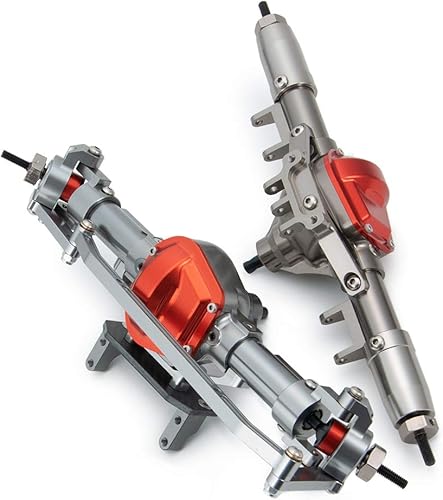 Juego de ejes delanteros y traseros de aluminio CNC para 1/10 SCX10 RC Crawler Axial Heavy Duty Version (Titanio)