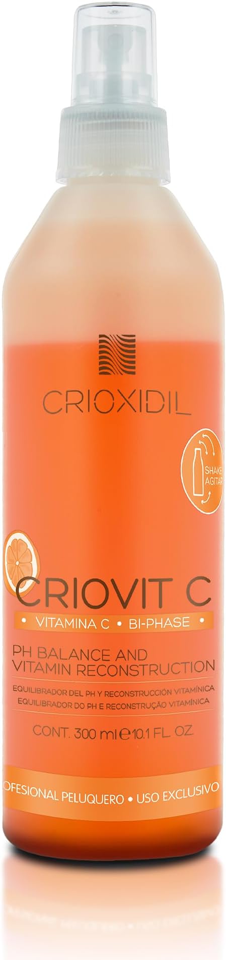 Crioxidil - Leave-In Two-Phase Conditioner - Criovit C - 300 ml - Vitamin C and Hydrolyzed Keratin - Normal and Dry Hair - Seals Cuticles - Balances pH - Sulfate and Paraben-Free