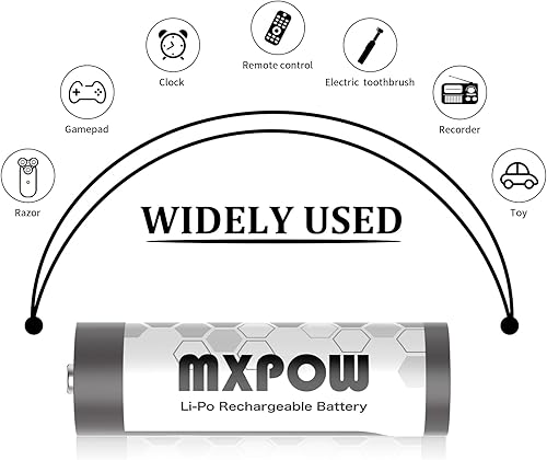 Miniatura 4 de MXPOW Baterías de litio de 1.5 V AA, 3400 mWh, 8 unidades, pilas AA recargables que recargan hasta 1500 ciclos precargadas