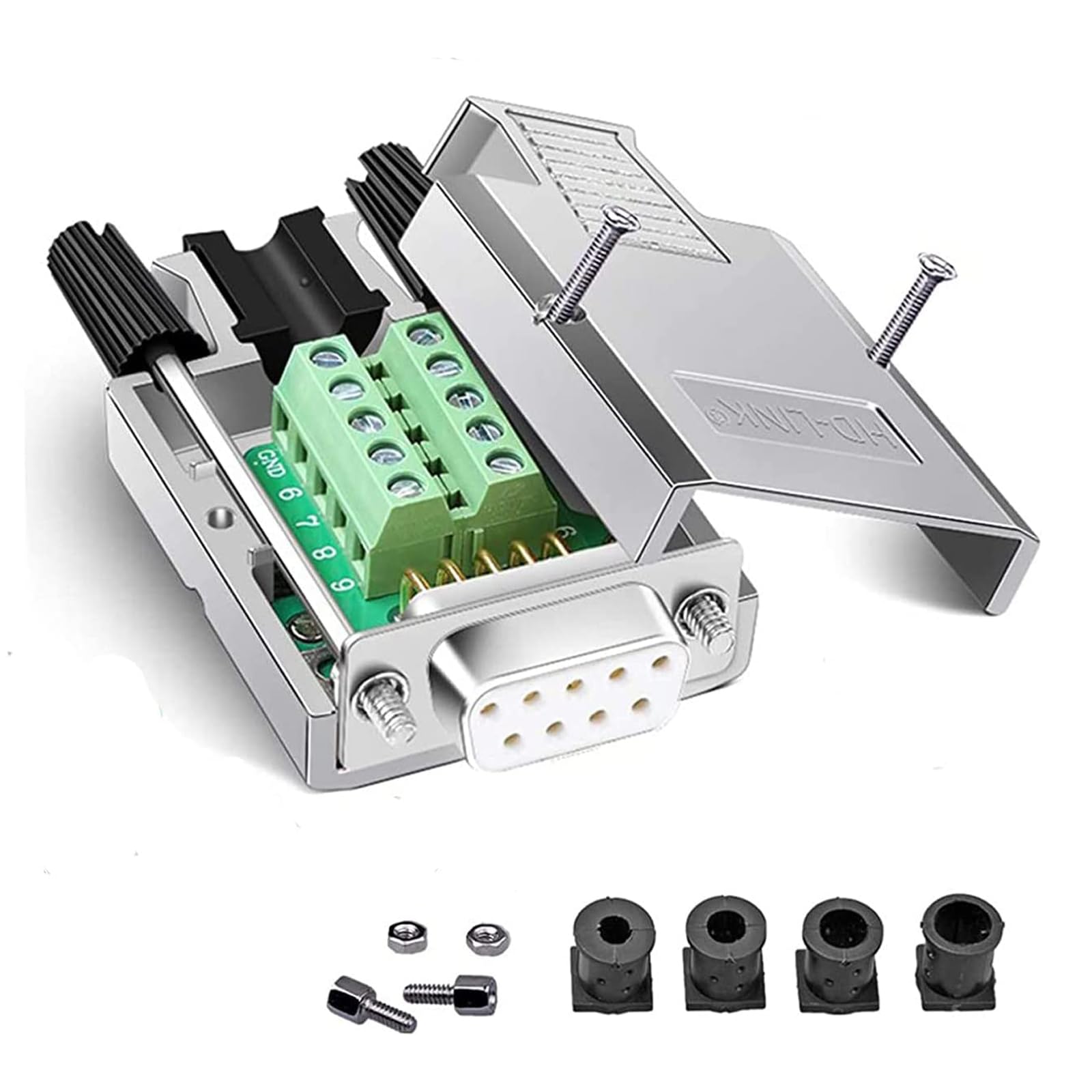 PENGLIN Connecteur Femelle DB9 sans Soudure, Coquille Métal 9 Broches RS232 D-SUB Adaptateur Série