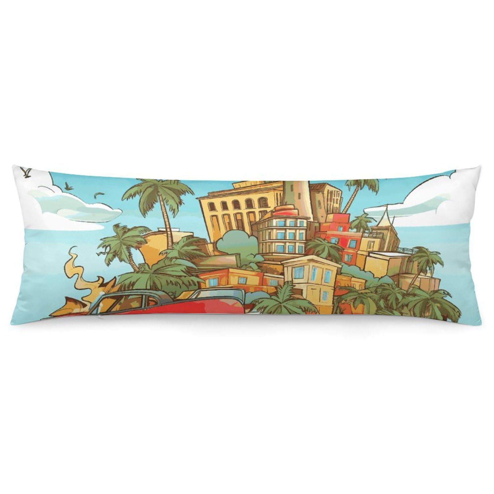 NONHAI 2 Pack Pillow Cases for Hair and Skin, Soft Breathable Pillow Case Covers with Hidden Zipper, Island of Cuba Pillowcase 20"x54" Pillow Covers for Sleeping Gift