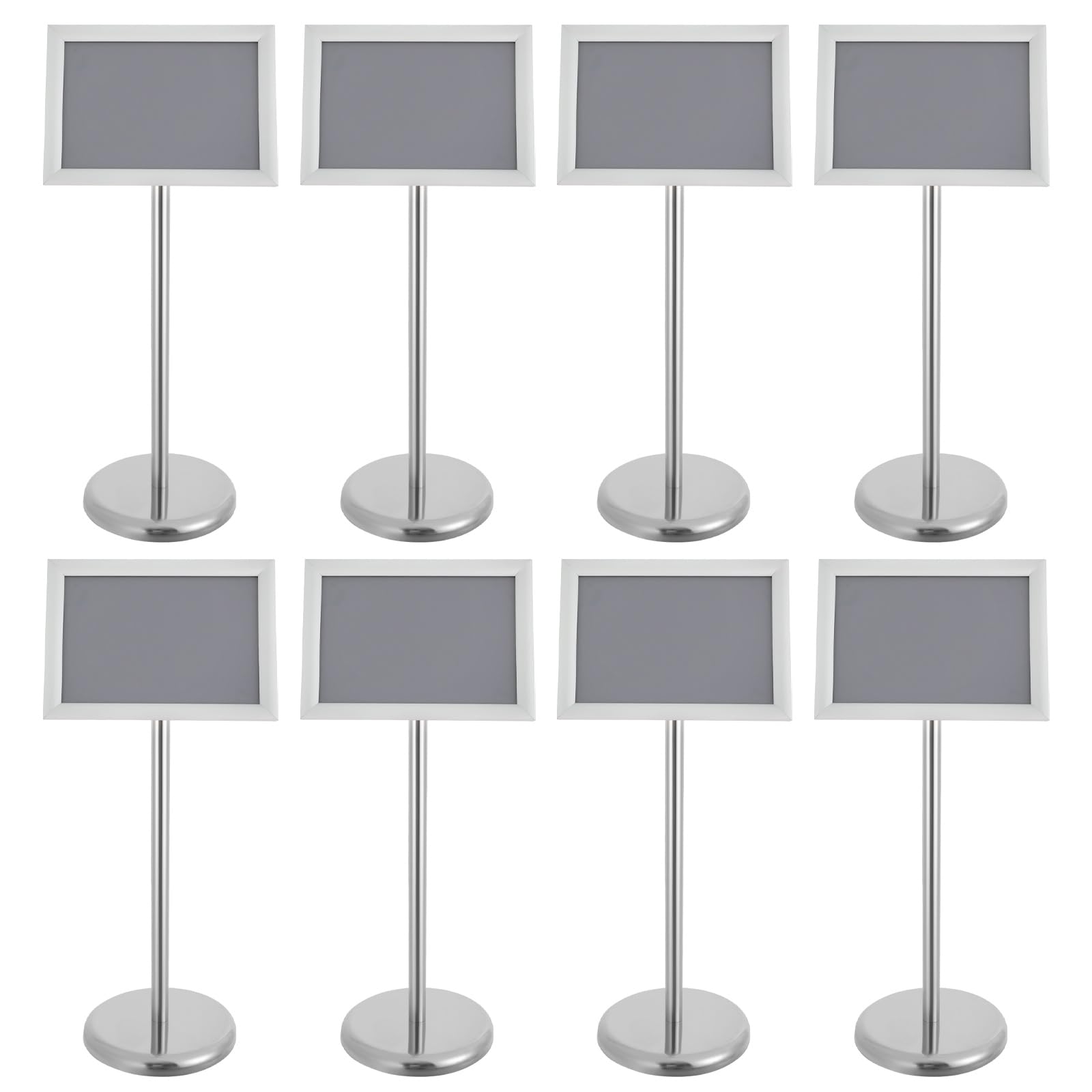 Espositore formato A4, 8 pezzi, formato A4, regolabile in altezza, 80-130 cm, per carichi pesanti, espositori orizzontali e verticali, argentati