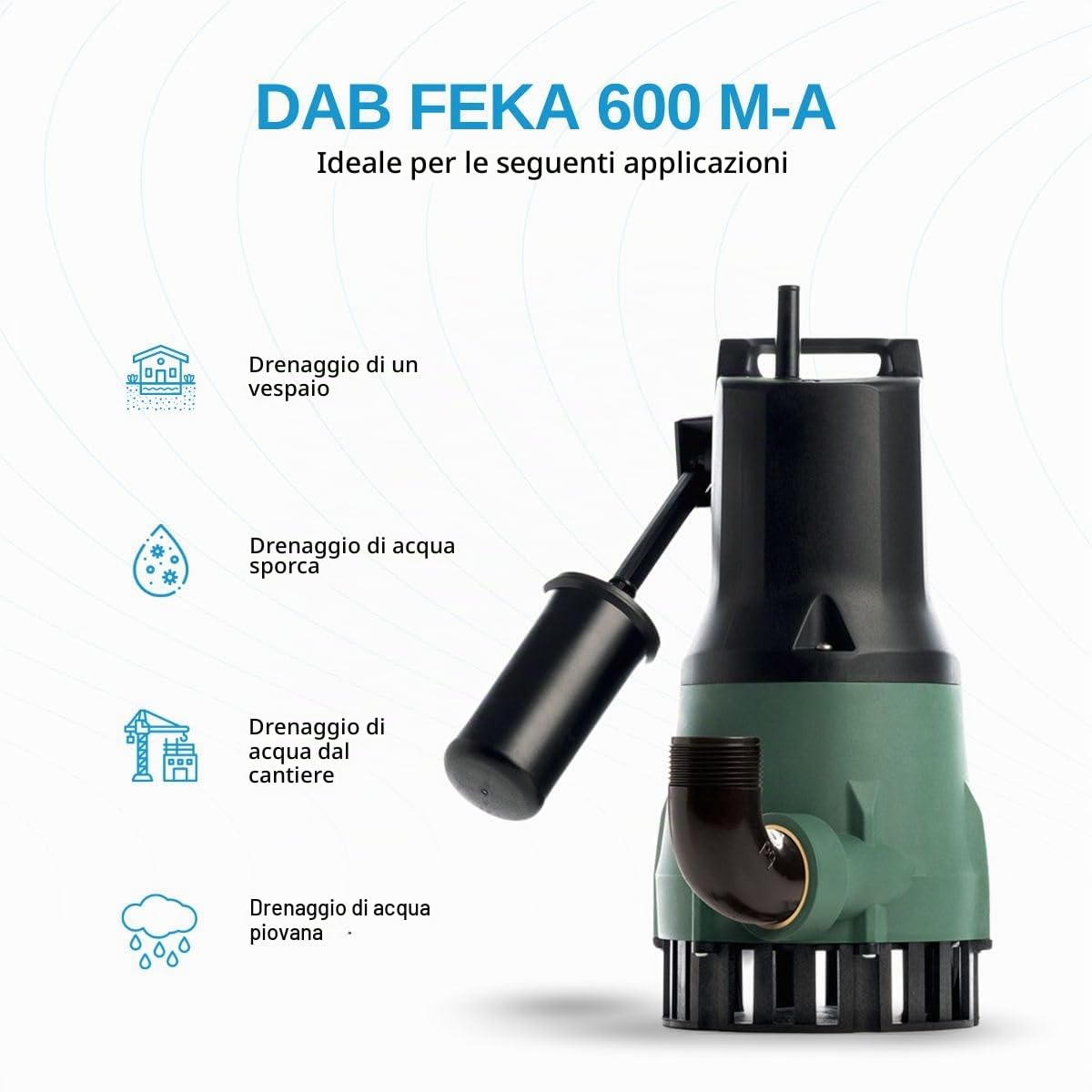 DAB FEKA 600 MA 0,70 HP Pompa per acque scure reflue con presenza di solidi