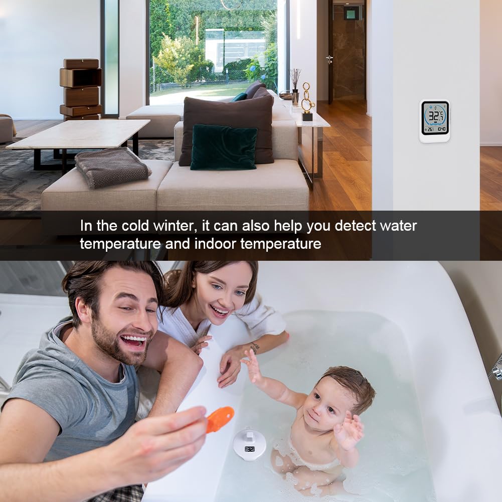 OFFCUP Thermomètre Piscine Flottant Sans Fil IP67 Étanche Numérique Intérieur Extérieur