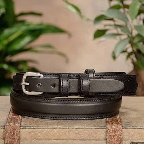 Bullhide Belts Mens Leather Belt For Work, Casual, Dress 1.25" Wide, Black, 38" #TOP3
