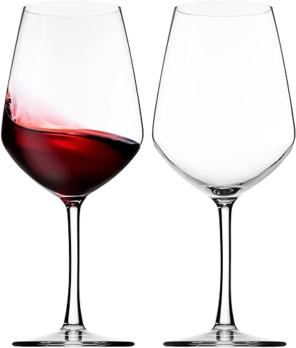 Lefonte Copas de vino juego de 2 copas de vino tinto italiano copas de vino transparentes de 18 onzas tazas de copa de vino fabricadas en Italia