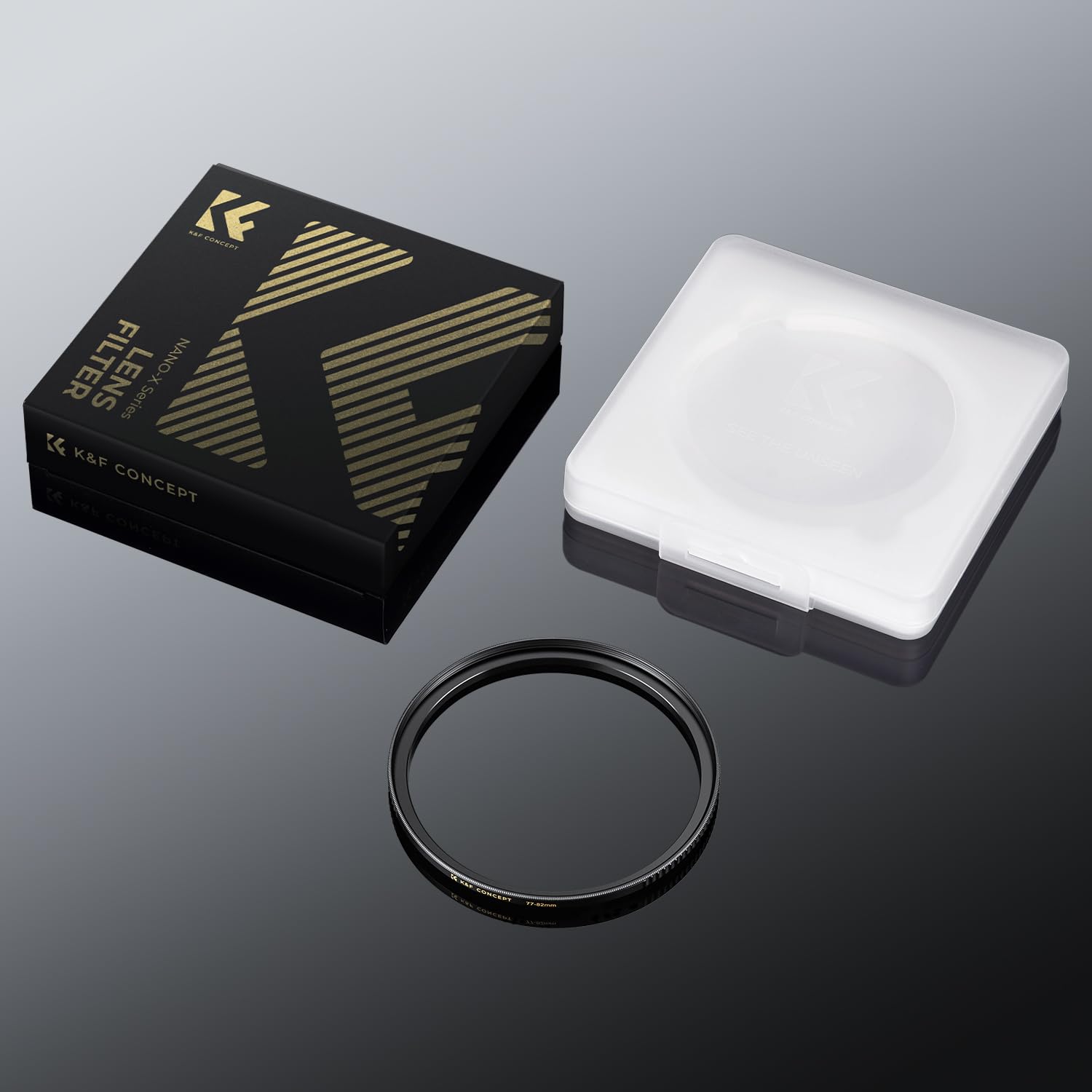K&F Concept Pierścieniowy adapter filtra 77mm na 82mm, wykonany z mosiądzu CNC, pasuje do obiektywów 77mm z instalacją filtra 82mm