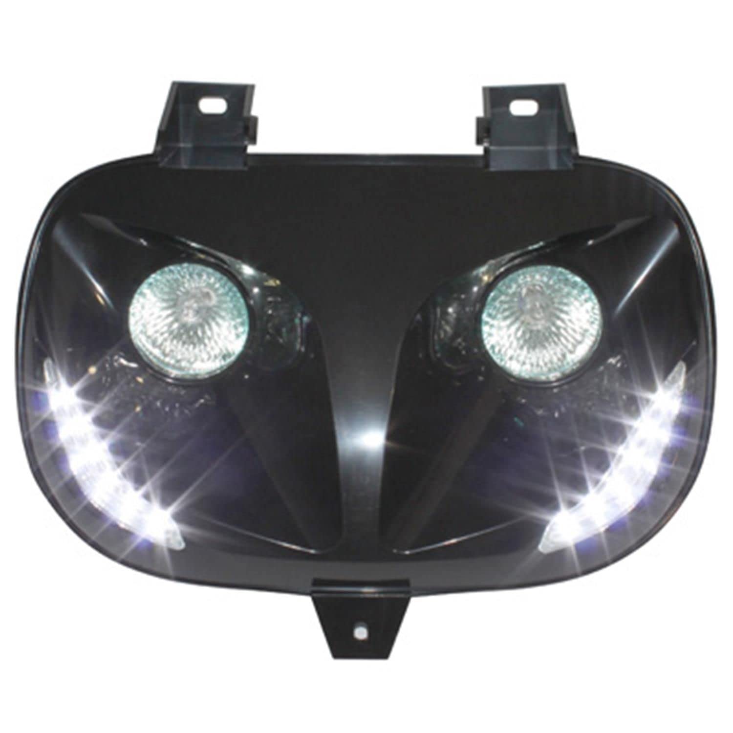 REPLAY - MASCHERA FARI ALOGENI REPLAY RR8 PARA MBK 50 BOOSTER 1999>2003-YAMAHA 50 BWS 1999>2003 NERO CON LED BIANCHI **