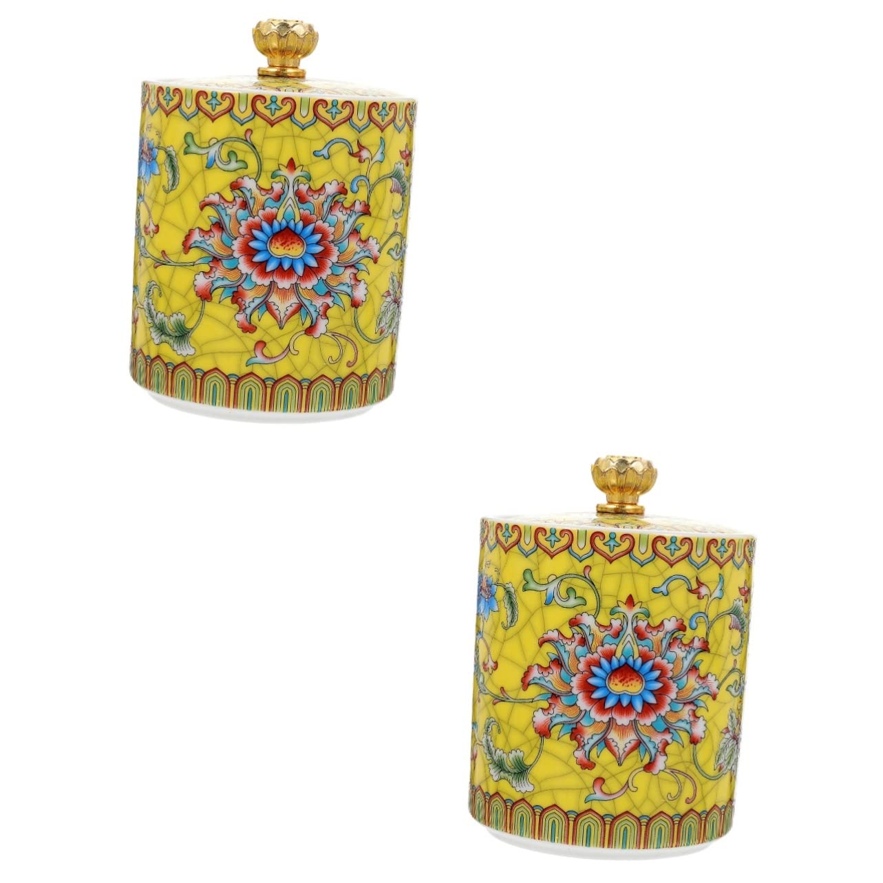 XYIANG 2pcs Enamel Ceramic Jar Convenient Tea Container Ceramic Tea Container Small Candy Canister Coffee Bean Container Household Tea Container Sugar Jar Tea Accessories Ceramics Glass