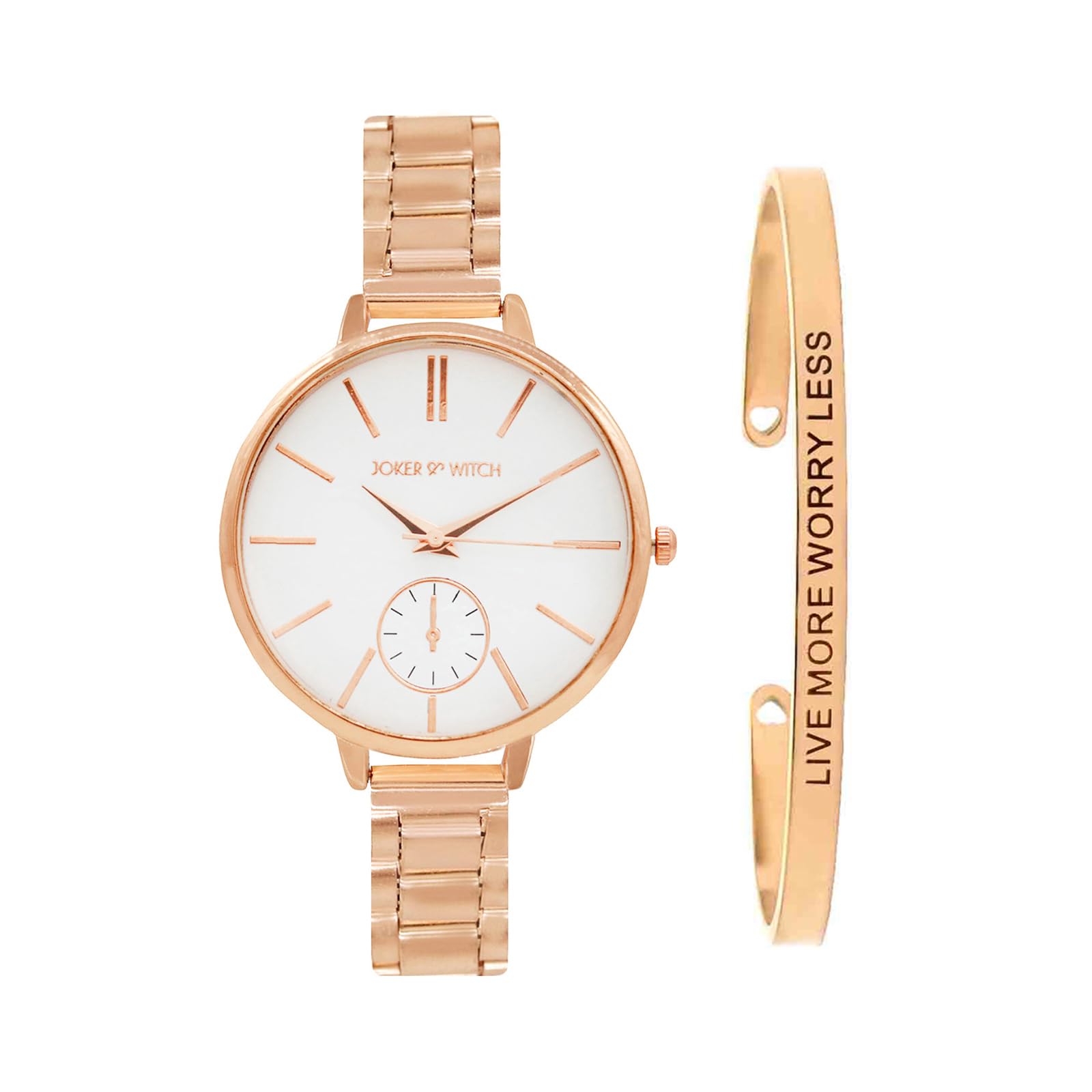 Joker & Witch Stainless Steel Women Celeste Analog Watch Bracelet Stack Combo | Gold & White Dial, Rose Gold Band (B0C7L6N4DV) Amazon Price History, Amazon Price Tracker