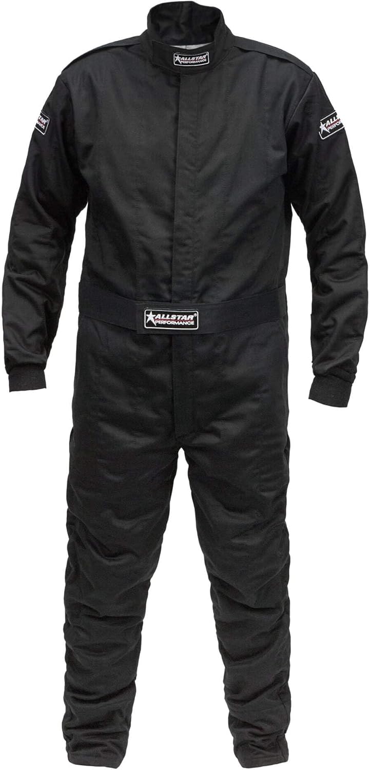 ‎Allstar Performance ALL935013 Driving Suit - 1-Piece - SFI 3.2a/5 - Multi Layer - Fire Retardant Fabric/Nomex - Black - Medium-Tall - Each