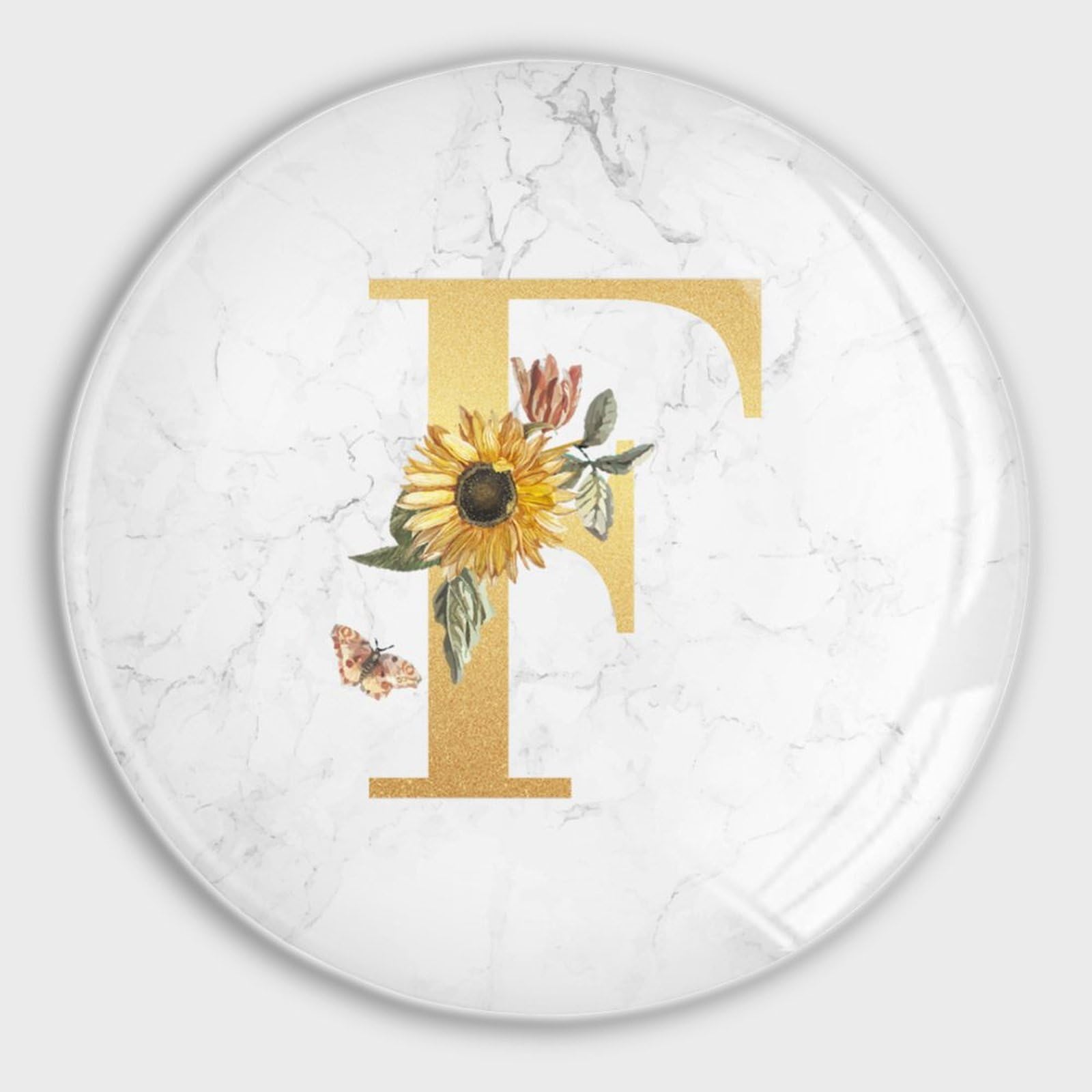 Aimants de réfrigérateur en verre lettre alphabet F et motif tournesol