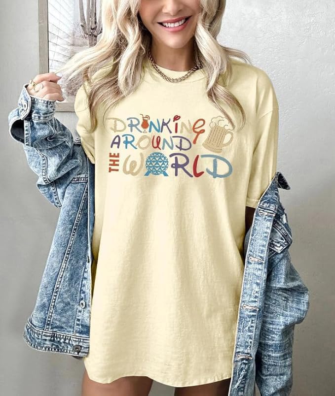 Around The World Shirt Women Magical Oversized Shirt Funny Magic Tour Graphic Tees Funny Traveler Vacation Short Sleeve Top - Image 3