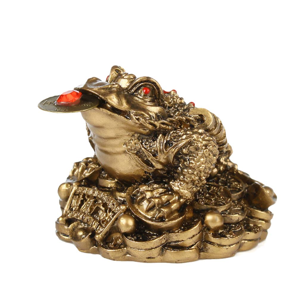 LIOOBO Rana de Dinero Feng Shui Riqueza de Tres Patas Rana Tradicional Sapo de Dinero Estatua Coche Fengshui Decoración Prosperidad Decoración del Hogar