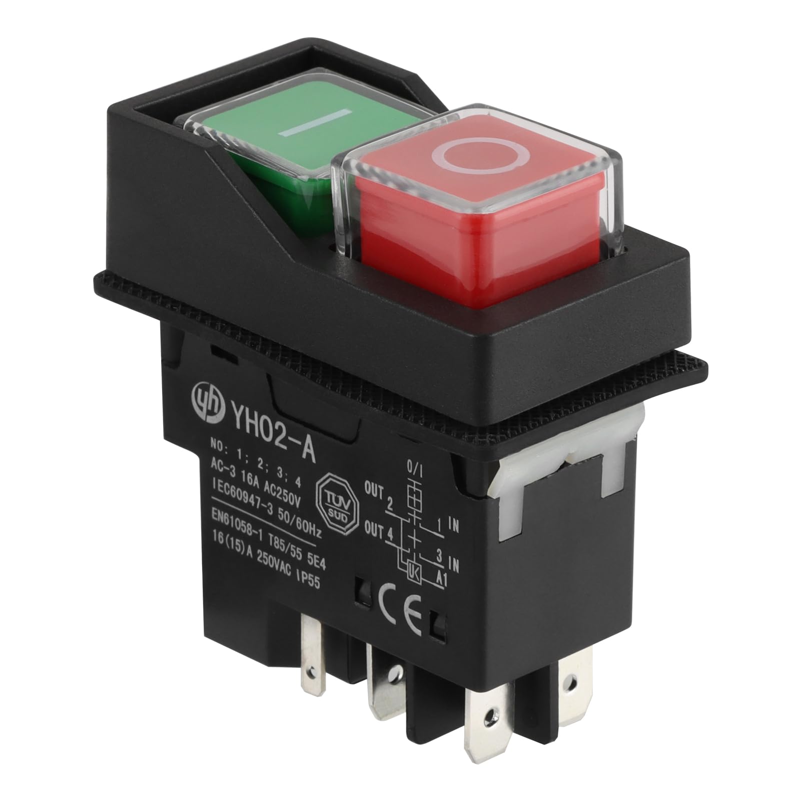 Cement Mixer Switch for Belle Minimix 240V IP55 Electric Rated On/Off Power Safety Switches Electromagnetic Push Button Waterproof Heavy Duty Machine for Machinery & Textile Equipment