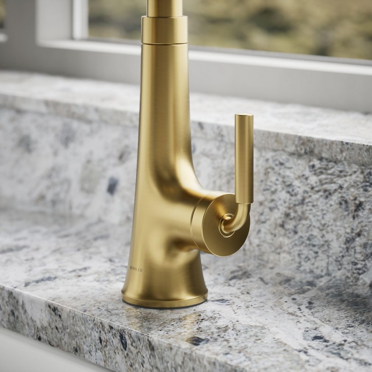Kohler 23764-2MB Tone Pull Down Kitchen Faucet, Kitchen Sink Faucets with Pull Down Sprayer, Vibrant Brushed Moderne Brass