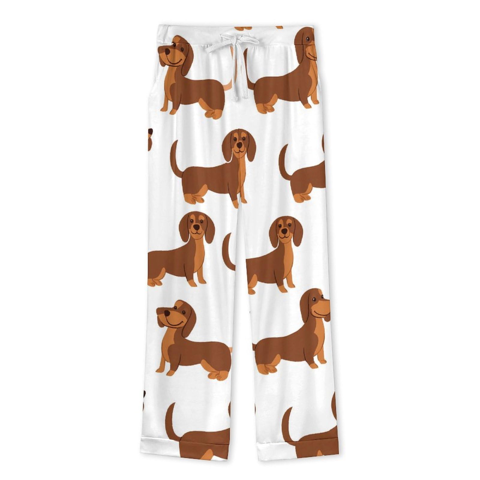 Conjunto de pijama elegante para mujer con estampado de perros salchicha, manga larga, botones y pantalones, ropa de descanso, ropa de dormir