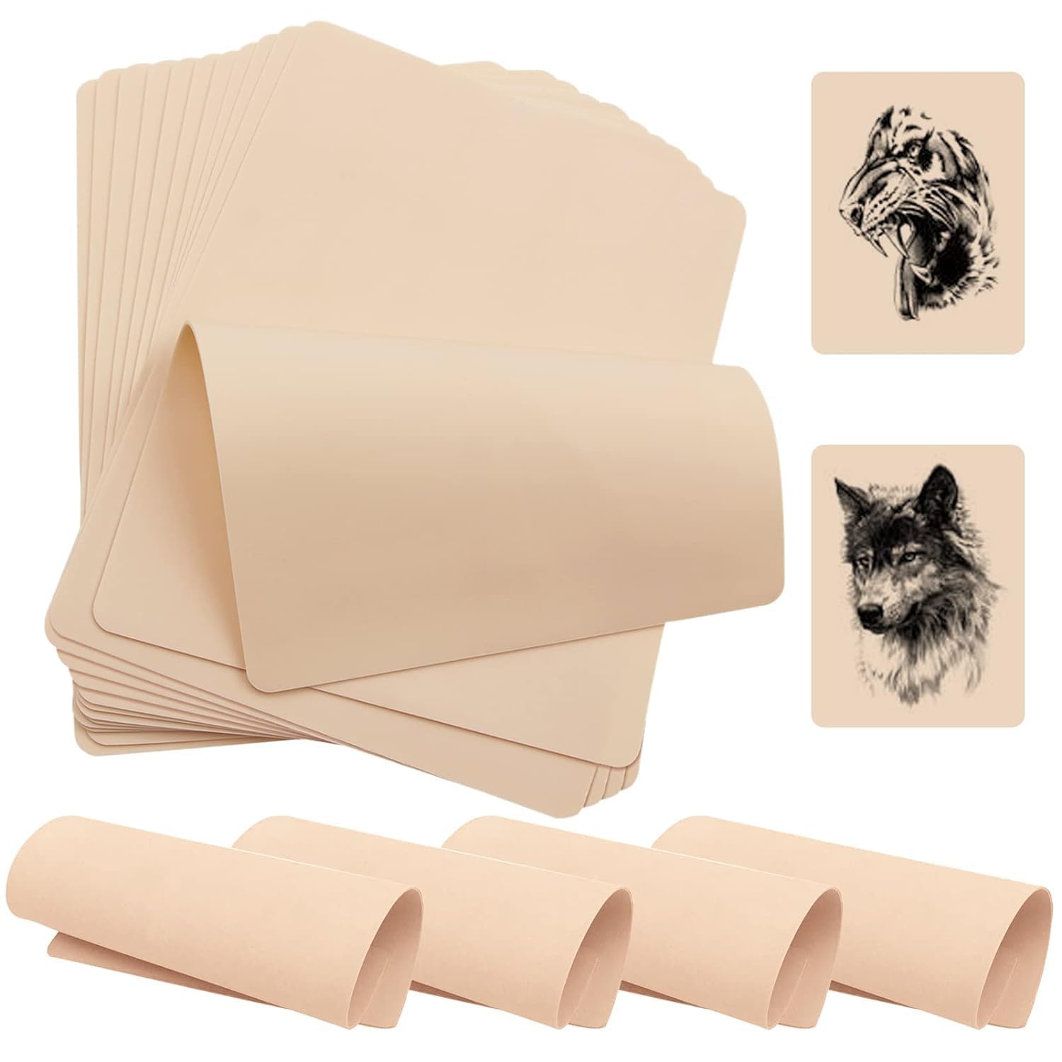 1mm Silicone Fake Tattoo Practice Skin – Pack of 4 Sheets for Tattoo Artists, Needle Training & Design Practice
