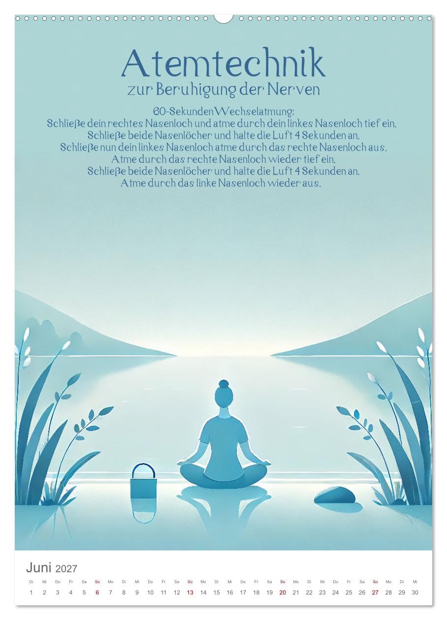 Dein Anti-Stress Kalender - Monatliche Inspirationen für mehr Entspannung (hochwertiger Premium Wandkalender 2027 DIN A2 hoch), Kunstdruck in ... weniger Stress! (CALVENDO Gesundheit)