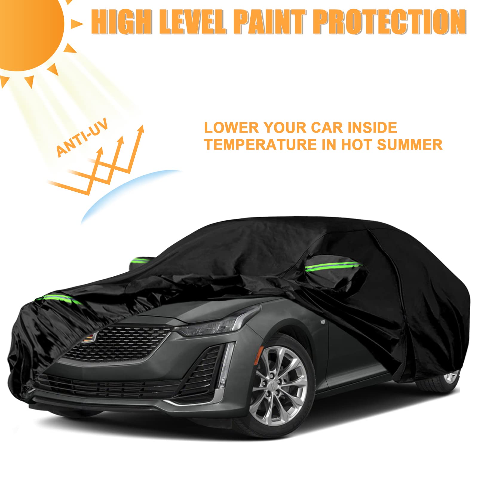 Waterproof Car Covers Replace for 2019-2025 Cadillac CT5 6 Layers All Weather Car Cover with Zipper Door Windproof — view 9