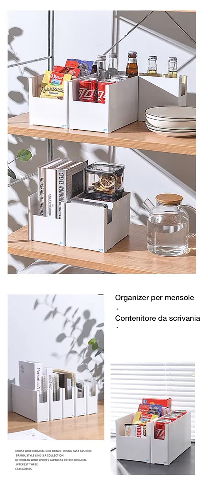 Soddeph Cestini Portaoggetti In Plastica Bianca Con Manico – Set 5 Pezzi XS (20x14,5x6,5 Cm) Per Armadi, Dispensa E Bagno - 4
