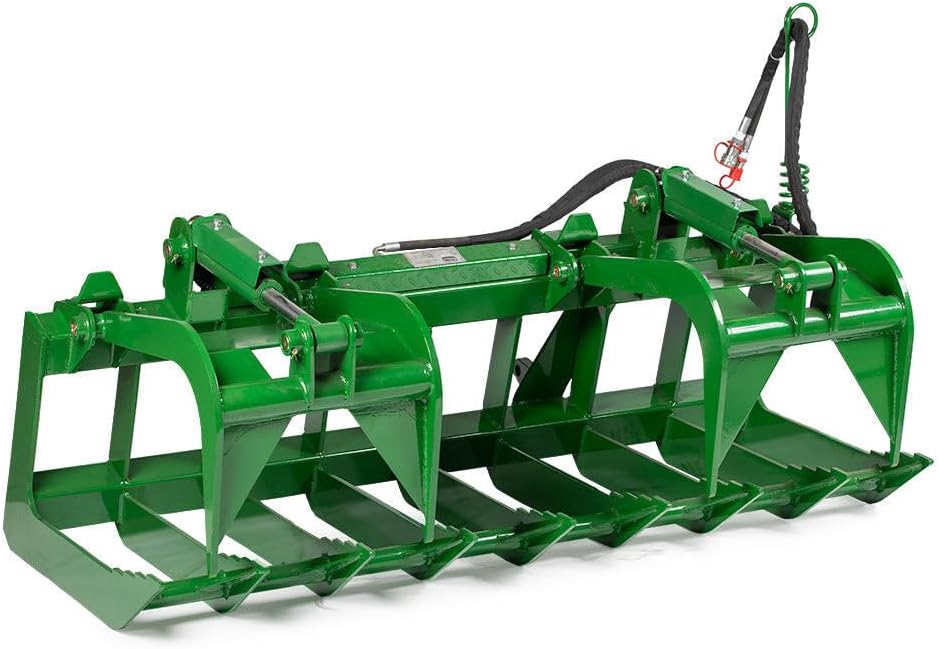 - Titan Attachments 72in Global Euro Root Grapple Bucket Attachment Fits John Deere Tractors, Dual 3,000 PSI Hydraulic Cylinder, Green Finish, Serrated Leading Edge Bottom Teeth
