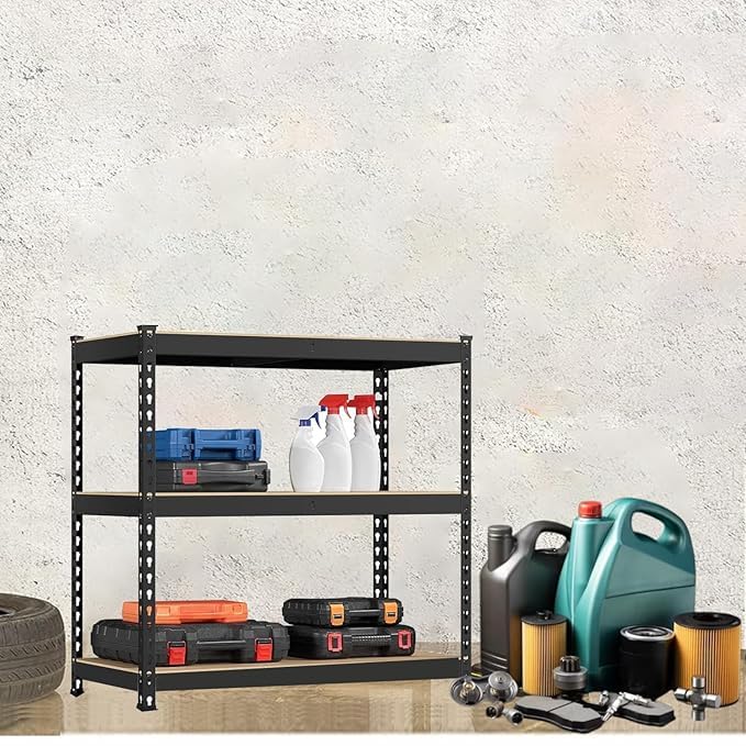 Image of Blue boy 3 Tier- Adjustable Shelving Boltless Storage Unit Utility Display Rack Home and Kitchen Organizer Size :30 inch(H) 24 inch(L) 12 inch(D) -Black Matte Finish