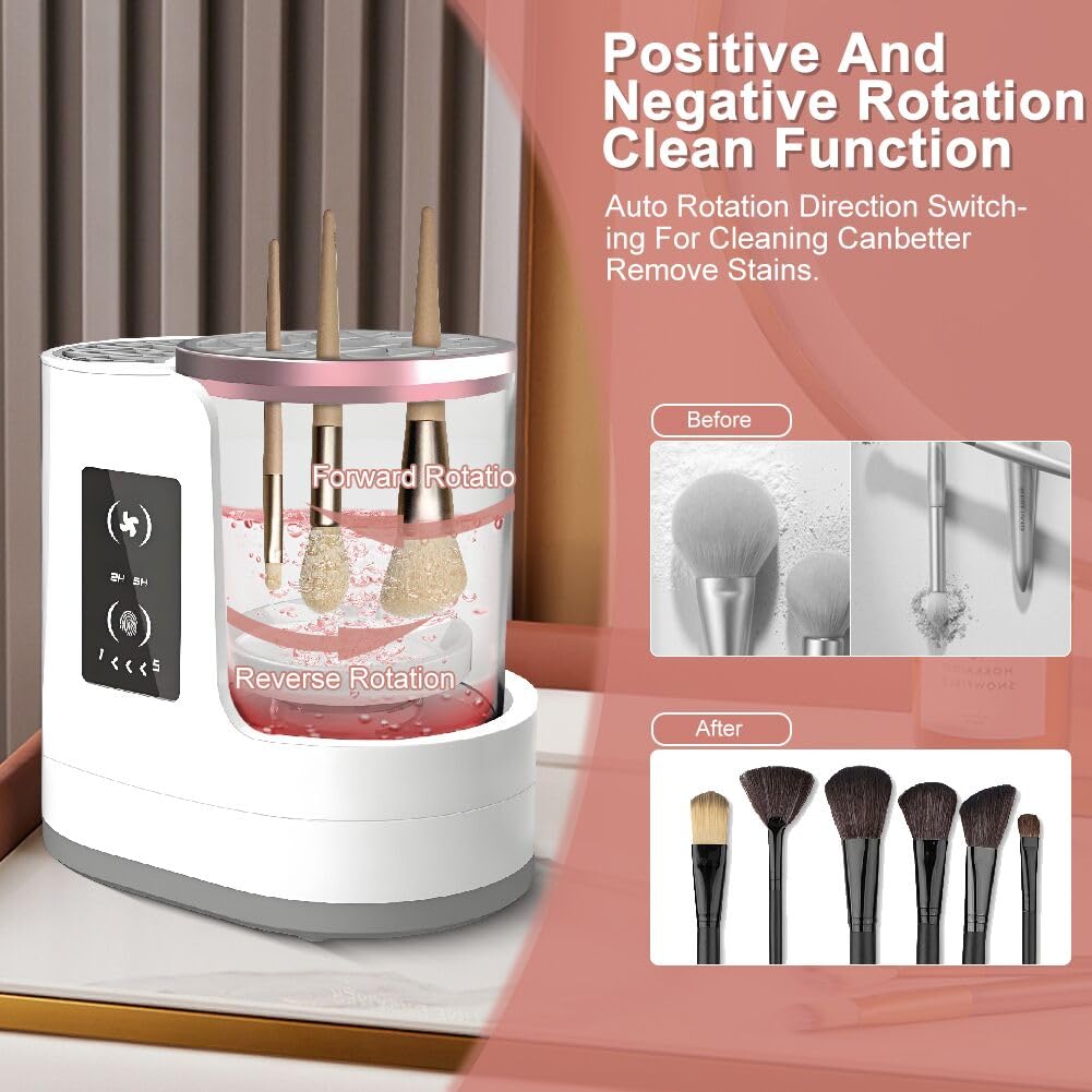 Nuova Macchina Lavapennelli per Trucco 2026, Abnaok 3 in 1 Pulitore e Asciugatore Elettrico per Pennelli da Trucco per Donne, Pulitore Automatico per Pennelli da Trucco, Adatto per Tutti i Tipi di