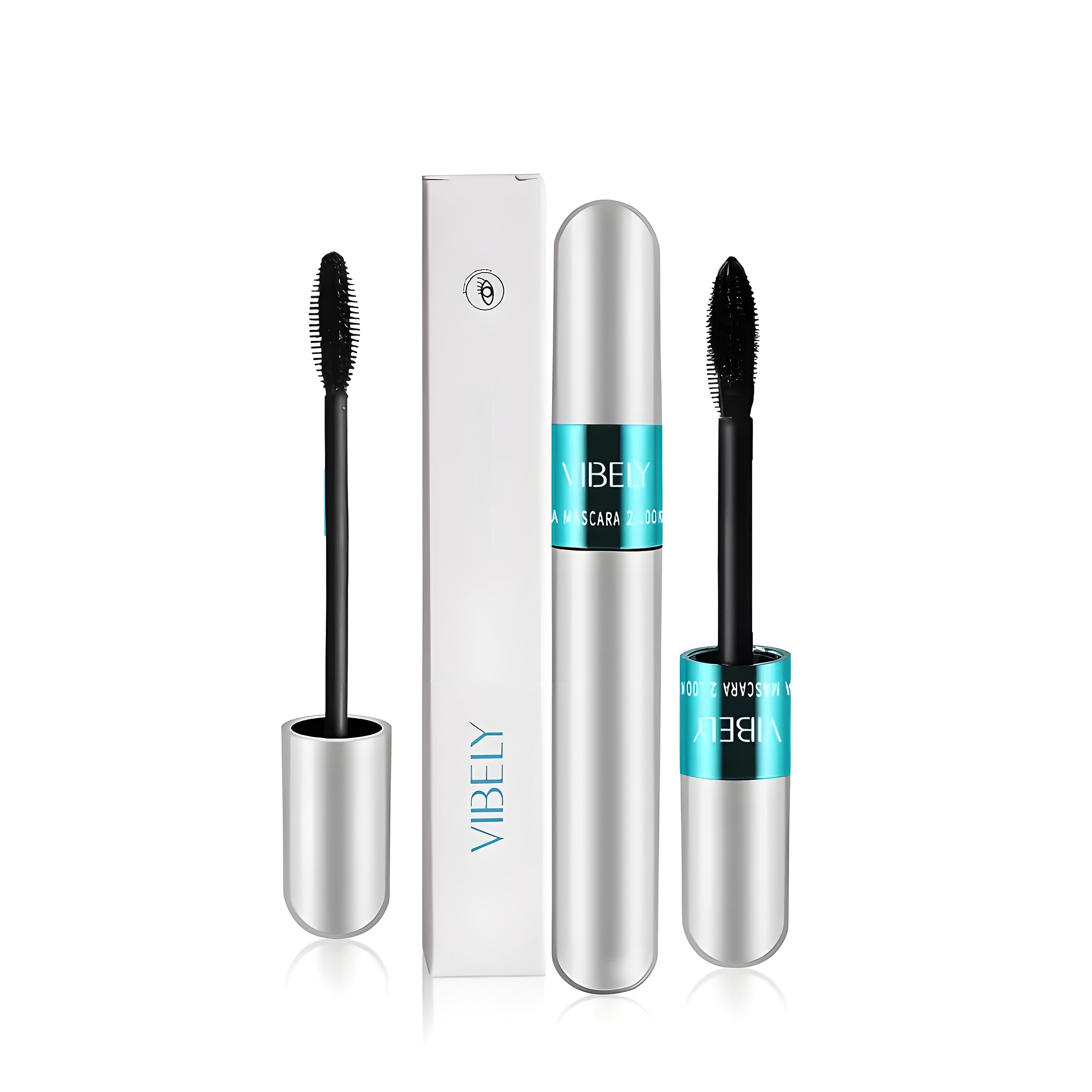 VIBELY, Double-Headed Double-Effect Mascara, Thick And Long 2-In-1 Waterproof Mascara Not Blooming Makeup Eye Mascara (Black)
