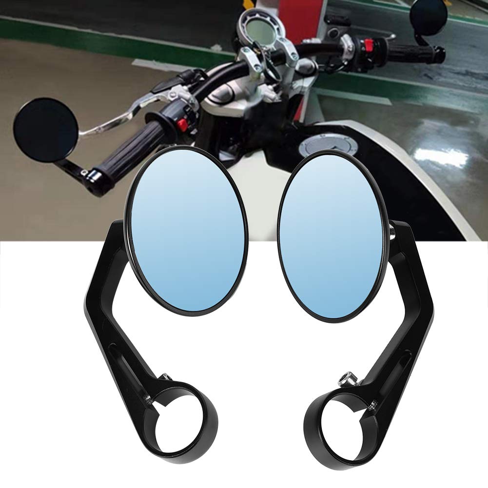 Hidyliu Rétroviseur de Moto, Miroir Réfléchissant CNC Rétro pour Scooter, Voiture de Sport et Véhicule électrique, Noir, 1 Paire
