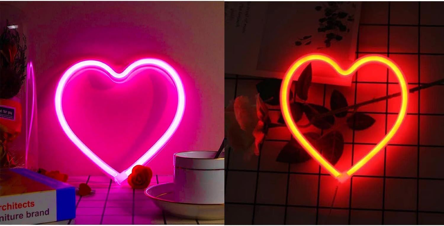 Heart Neon Sign, LED Light Battery Operated or USB Powered