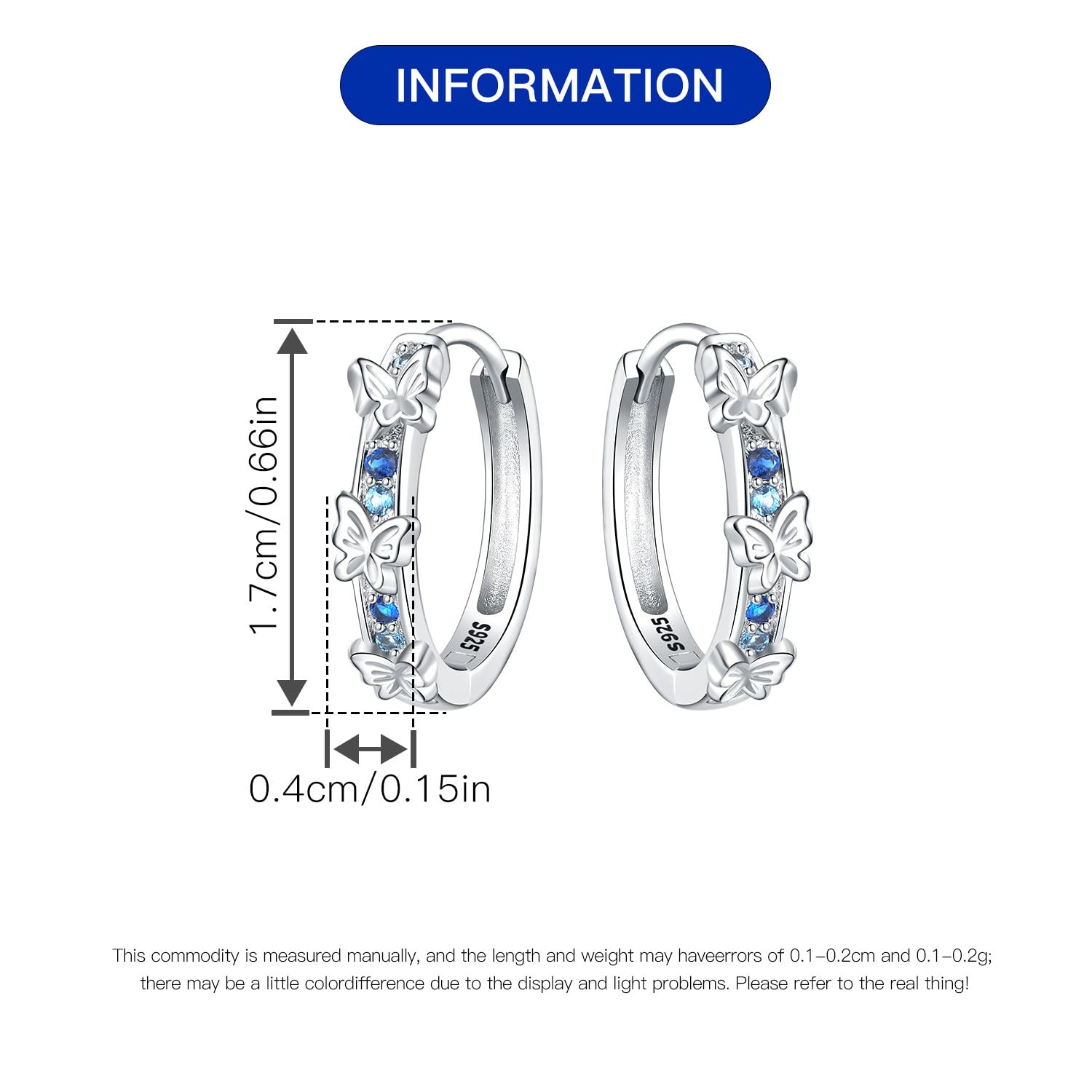 Pendientes de aro de plata de ley 925 para mujer, hipoalergénicos, estilo huggie — view 2