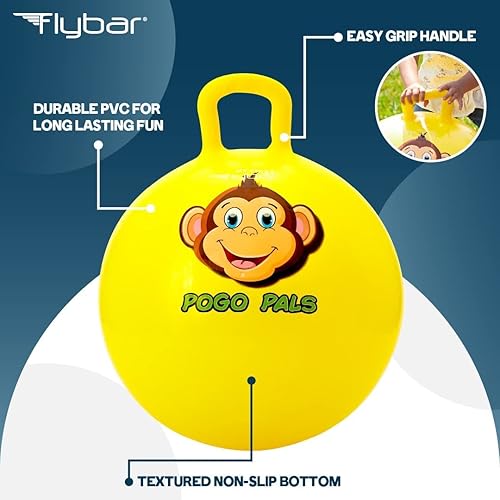 Miniatura 5 de Flybar - Pelota infantil de equilibrio para saltar My First Pogo Pals con asa, juguete para interior y exterior, bomba de aire incluida, M, overol