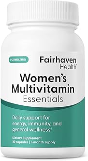 Fairhaven Health Womens Multivitamin Essentials | Once Daily Multivitamin for Women Support for Energy, Immune Health, Eye Health, Hormone Balance | Gluten, Dairy, Soy Free | Vegan | 30 Capsules
