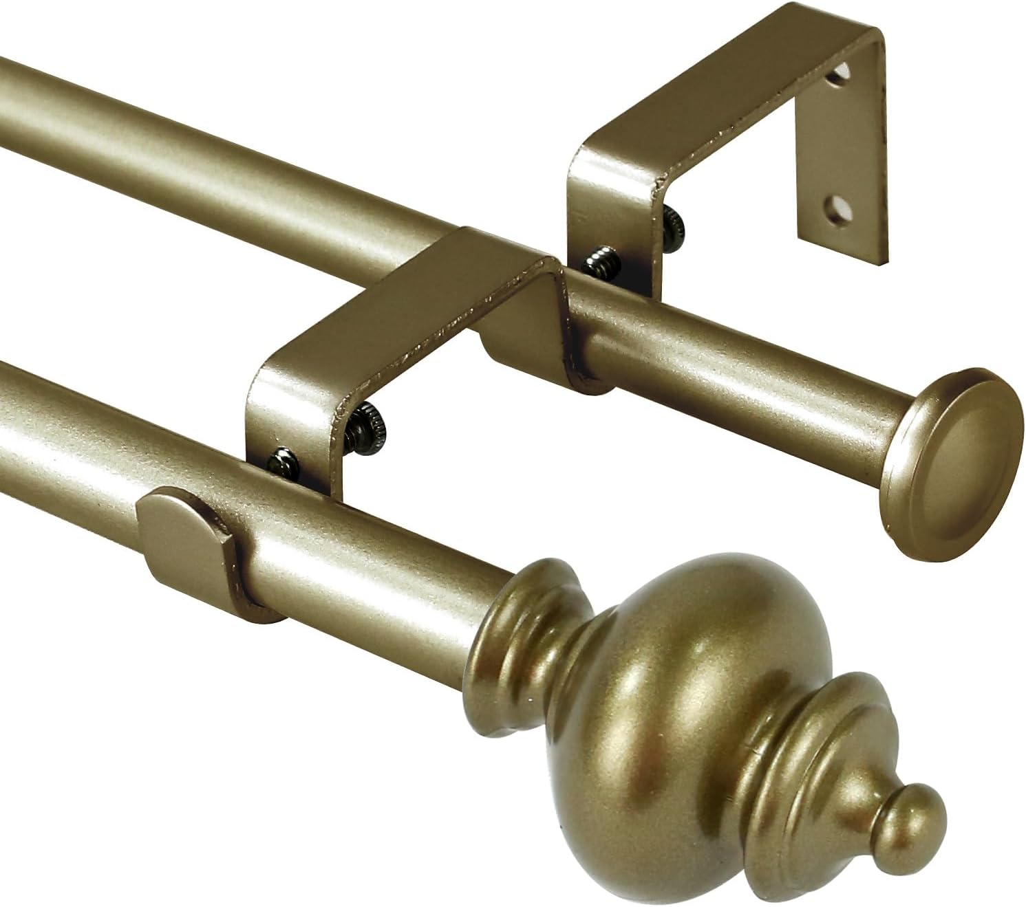 Urbanest Round Urn Adjustable Double Drapery Curtain Rod Set, 5/8", 28-48", Bronze