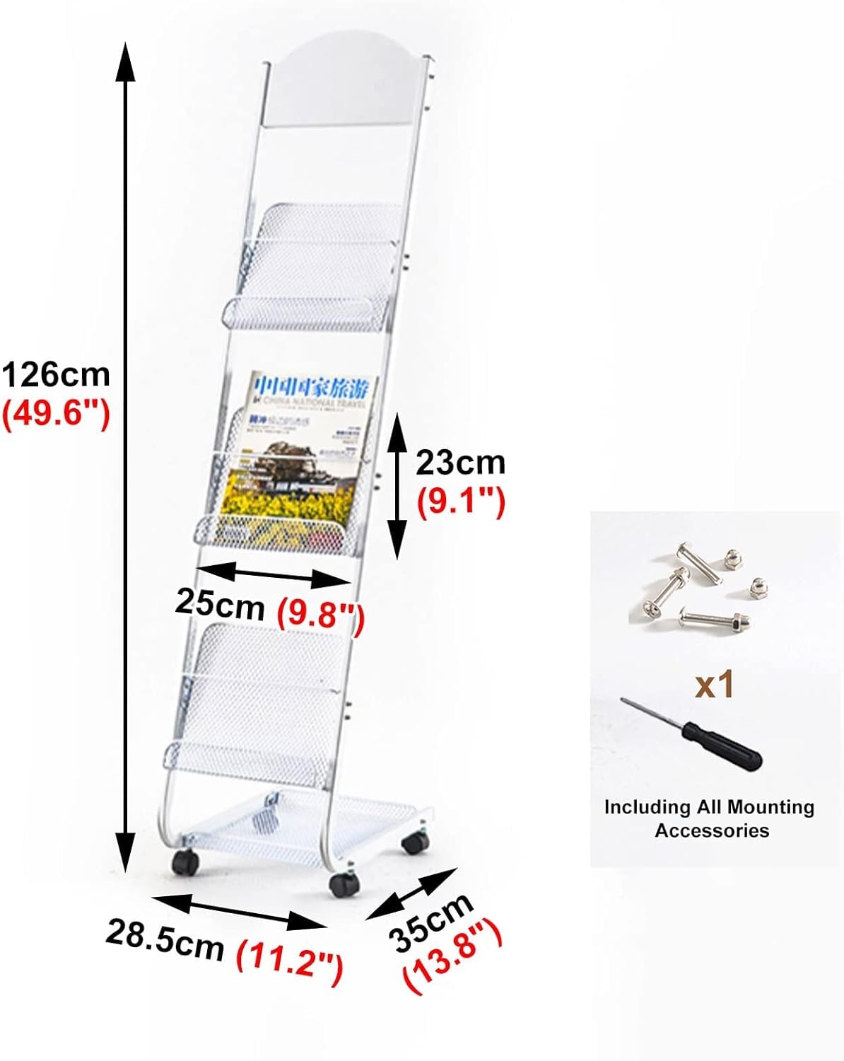 Cucce Portariviste Mobile Multiuso Supporti for archiviazione Documenti Espositore per riviste e edicole(White)