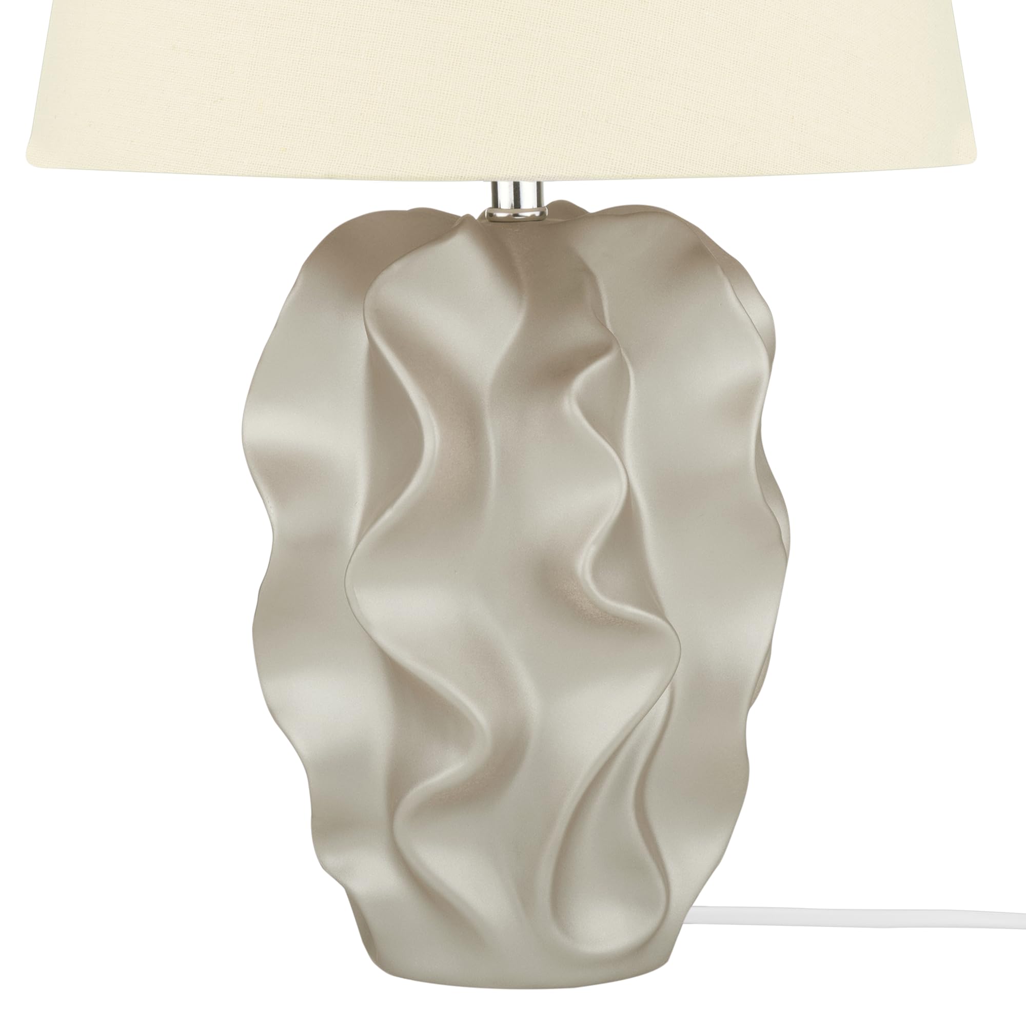 Beliani Lámpara de mesa de cerámica dorada 46 cm base tallada pantalla redonda moderna Allika