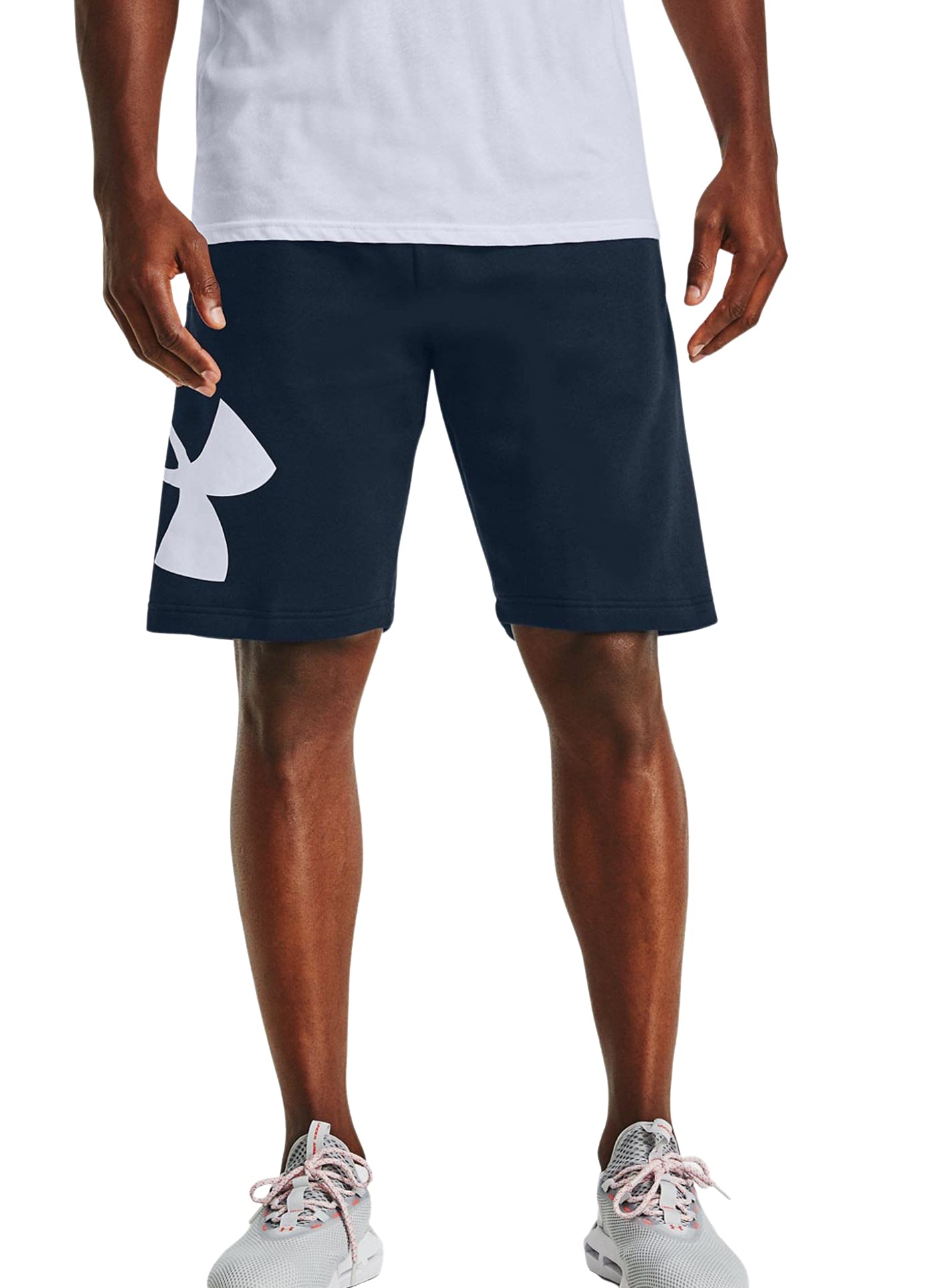 Under Armour Men's Rival Fleece Logo Shorts (Academy/White - 408, Small)