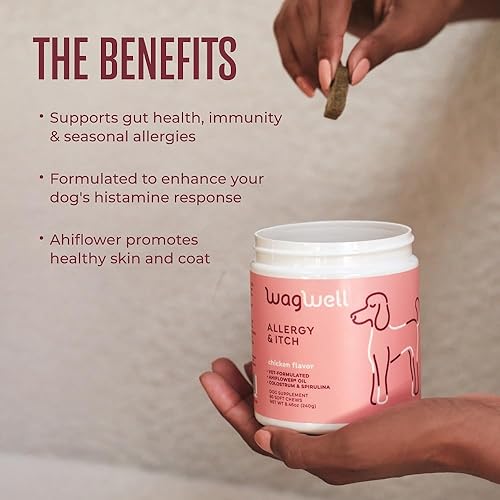 Miniatura 5 de WagWell Masticables para alergias y picazón, formulados por veterinarios, totalmente naturales, fabricados en los Estados Unidos, masticables para