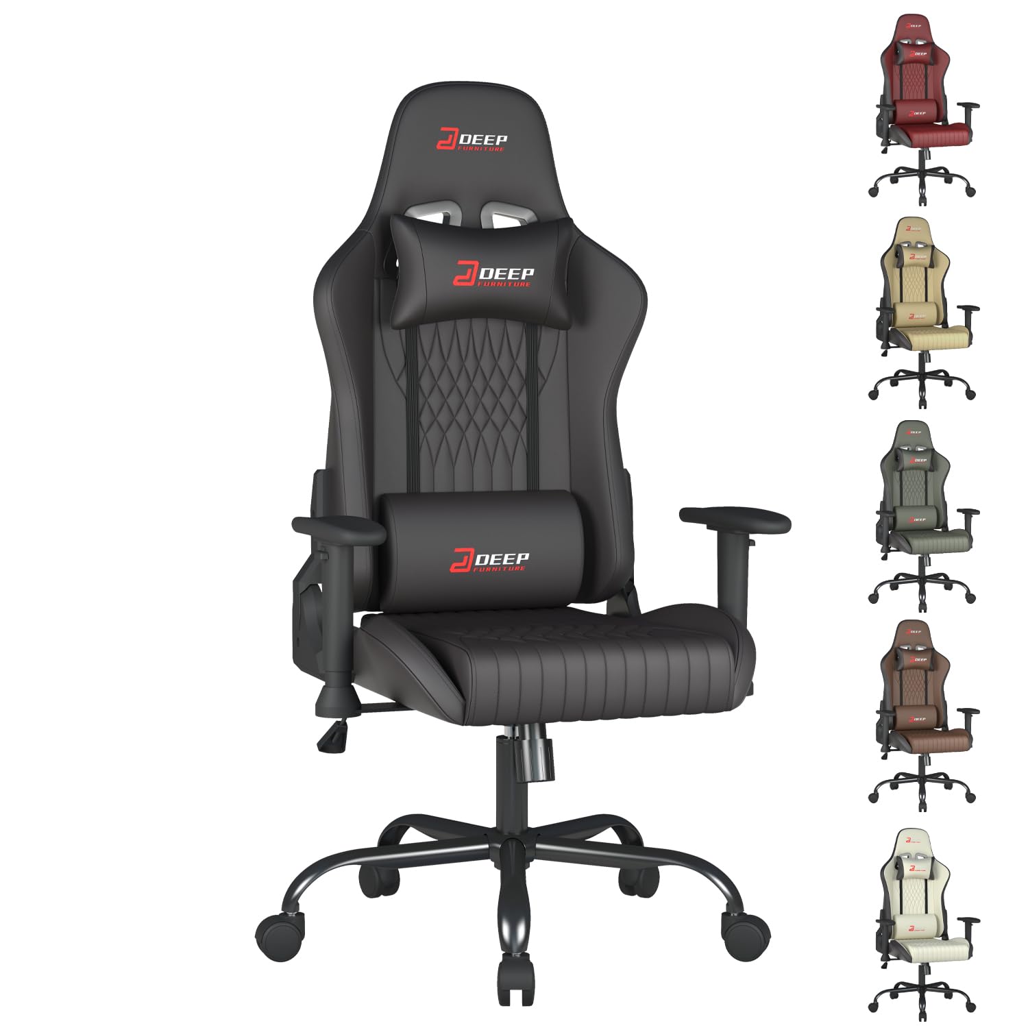 【45%OFF】【7,590円】 DEEPfurniture ヘッドレスト 腰部サポート アームレスト ゲームチェア 【送料無料】