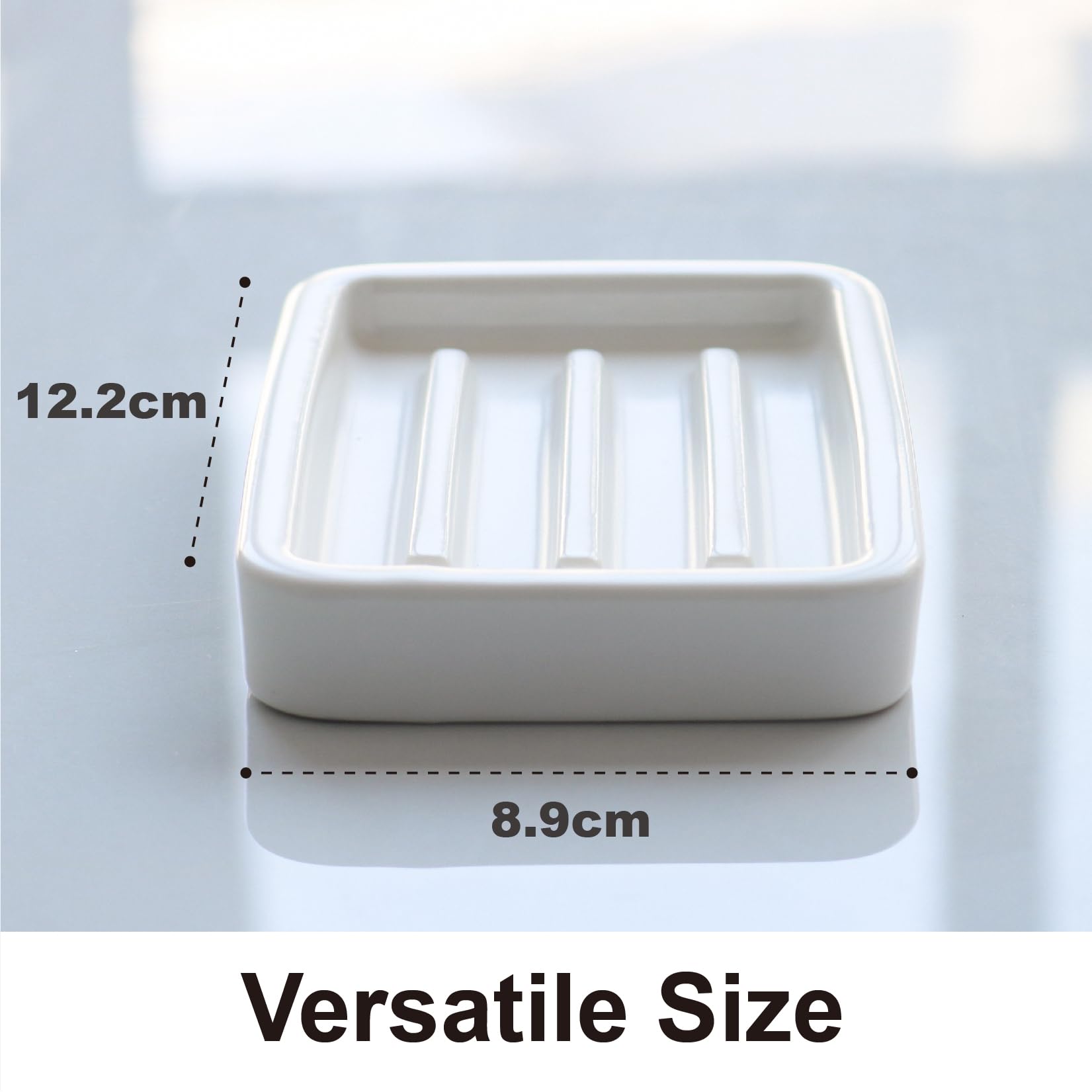 ANTIS'S HOME Keramische zeepbakje met afvoer, vierkante zeephouder en antislip zeephouder voor badkamer, douche, wastafel en keuken, wit, modern en duurzaam, ook geschikt als sieradenschaal